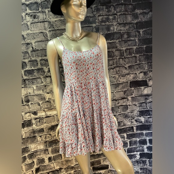 Baby Blue & Pink Floral Flowy Summer Dress - Picture 5 of 9